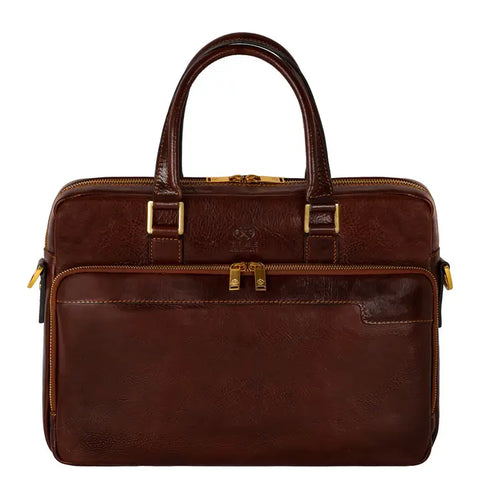 Brown Leather Briefcase Laptop Bag - Orlando