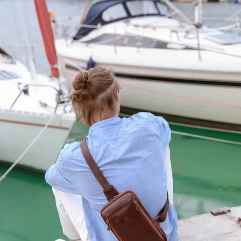 Brown Leather Sling Bag - Kim