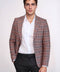 Checked Single Button Burgundy Men Blazer - Wessi