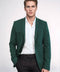 Double Buttons Shoulder Piece Mono Lapel Green Jacket-Wessi