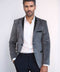 2 Buttons Pocket Piping Velvet Grey Jacket