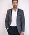 2 Buttons Pocket Piping Velvet Grey Jacket
