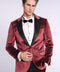 Slim Fit Velvet Burgundy Men Sparkle Tuxedo Jacket - Wessi