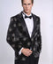 Slim Fit Dot Patterned Black Men Sparkle Jackets - Wessi