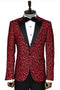 Scroll Patterned Burgundy Men Stage Tuxedo Blazer - Wessi
