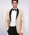 Pentagon Patterned Shawl Lapel Cream Men Dinner Jacket - Wessi
