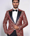 Paisley Peak Lapel Burgundy Men Singer Tuxedo Blazer - Wessi