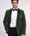 Dot Pattern Slim Fit Dark Green Men Wedding Groom Blazer - Wessi