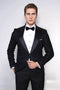 Hypnose Patterned Peak Lapel Slim Fit Black Men Tuxedo Blazer - Wessi