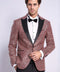 Flower Embroidered Pattern Burgundy Men Tuxedo Blazer - Wessi