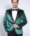 Sparkling Dotted Peak Lapel Men's Green Tuxedo Jacket - Wessi
