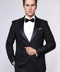 Satin Peak Lapel Textured Men's Royal Black Tuxedo Jacket - Wessi