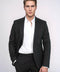 Textured Slim Fit Notch Lapel Black Men Blazer - Wessi