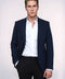 Textured Slim Fit Notch Lapel Navy Blue Men Blazer - Wessi