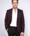 Textured Slim Fit Notch Lapel Burgundy Men Blazer - Wessi