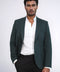 Textured Slim Fit Notch Lapel Green Men Blazer - Wessi