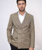 Striped Double Breasted Light Brown Men Blazer - Wessi