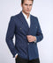 Double Breasted Slim Fit Striped Navy Blue Men Blazer - Wessi
