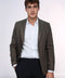 Checked Brown Slim-Fit Men's Blazer - Wessi