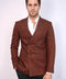 Houndstooth Patterned Brown Men Double Breasted Blazer - Wessi