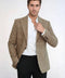 Herringbone Slim Fit Wool Tan Men Blazer - Wessi