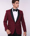 Burgundy Shawl Lapel Sparkly Men Tuxedo Jacket - Wessi