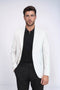 Light Grey Herringbone Pattern Gold Metal Button Slim Fit Men's Blazer Jacket - Wessi