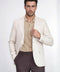 Beige Herringbone Pattern Gold MetalButton Slim Fit Men's Blazer Jacket - Wessi