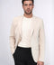 Beige Textured Gold Metal Button Slim Fit Men's Blazer Jacket - Wessi