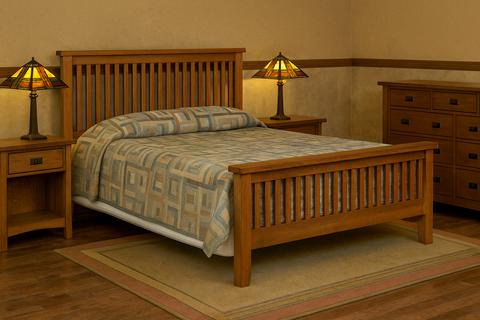 Pre-Order Mission Oak Slat Bed - Michael's Cherry