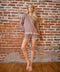 Checker Frill Ruffle Sweater and Shorts Set