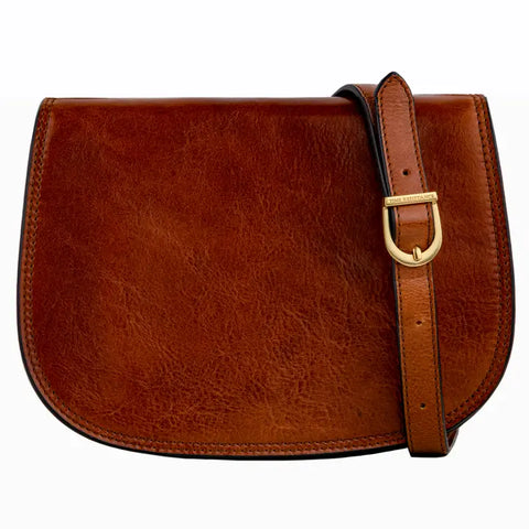 Cognac Leather Cross Body Bag - Moonfleet