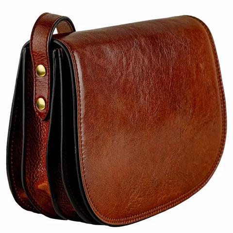 Cognac Leather Cross Body Bag - Moonfleet
