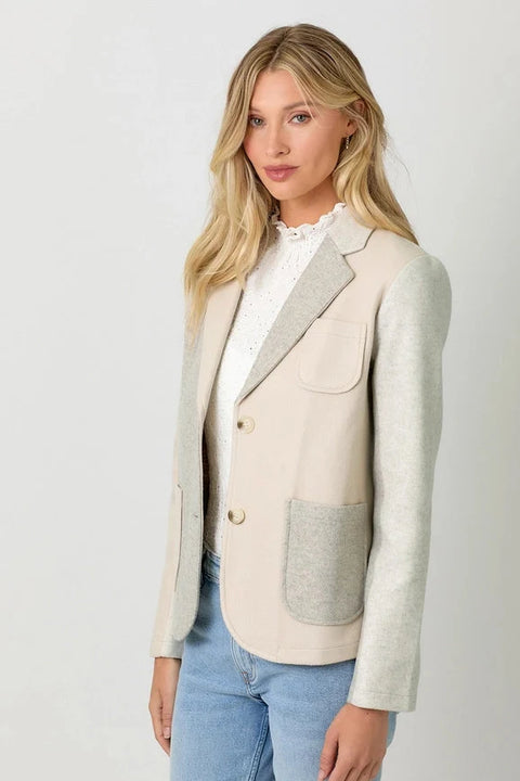 Color Blocked Sport Coat - Oatmeal