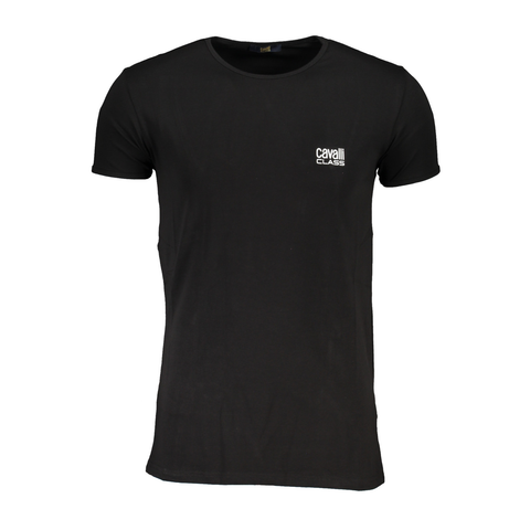 Crew Neck Short‑Sleeve T‑Shirt w/ Printed Logo - Black