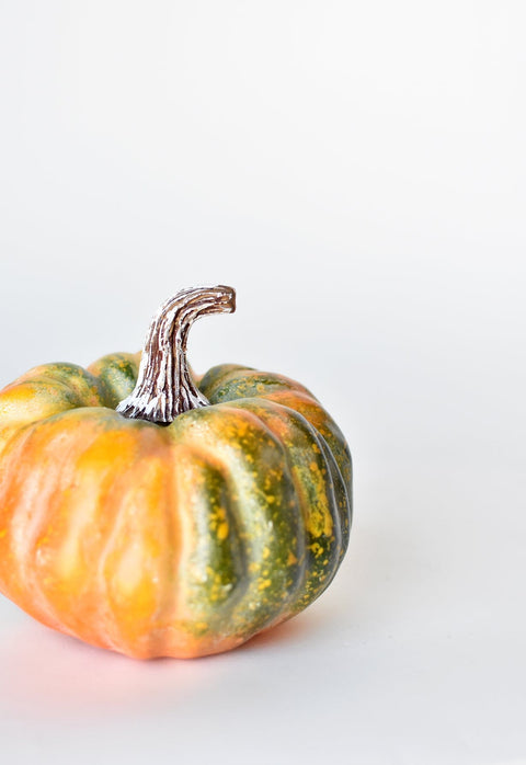 5" x 5.5" Faux Green/Orange Pumpkin