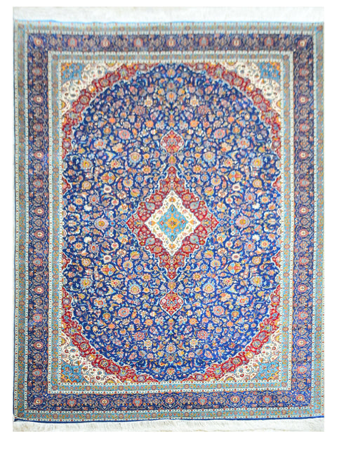Isphahan 100% Silk Oriental Rug 6' 8" x 9' 1"