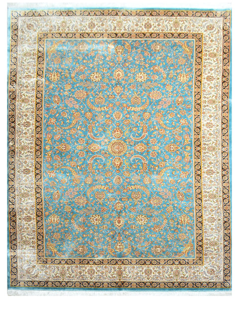 Sultanabad 100% Silk Oriental Rug 6' 7" x 9' 9"
