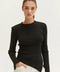 Danielle Rib Knit Asymmetric Hem Top Black