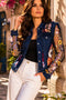 Denim Lace Jacket with Floral Embroidery