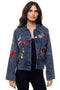 Embroidered Flora Denim Jacket | Blue