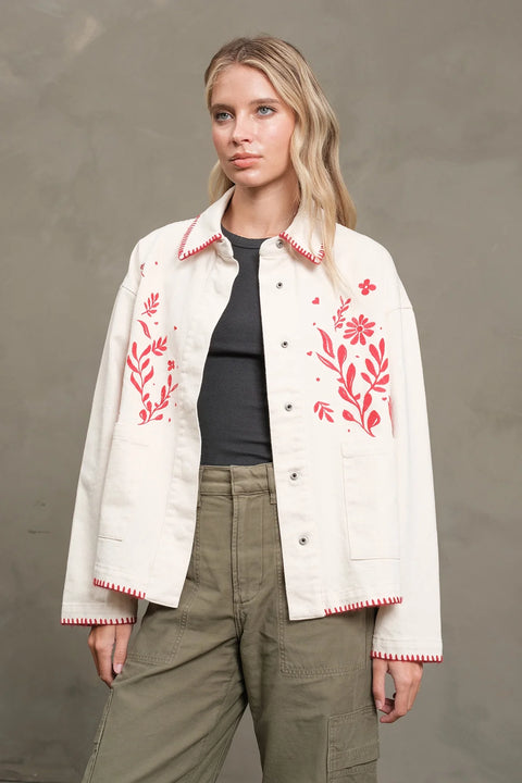 Embroidered Folk Jacket - Cream