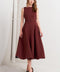 LIVING THE DREAM WINE WOVEN MIDI DRESS