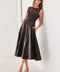 DARK TRUFFLE FAUX LEATHER MIDI DRESS