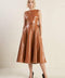 LUNAR SYMPHONY FAUX LEATHER MIDI DRESS