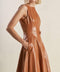 LUNAR SYMPHONY FAUX LEATHER MIDI DRESS