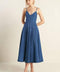 ROSEWOOD ROMANCE DENIM MIDI DRESS