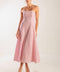 ROLL WITH IT PINK WOVEN MIDI DRESS