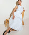 NUE EASE WHITE WOVEN MDI DRESS