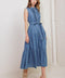 PETALS FALLING SLOWLY DENIM MIDI DRESS